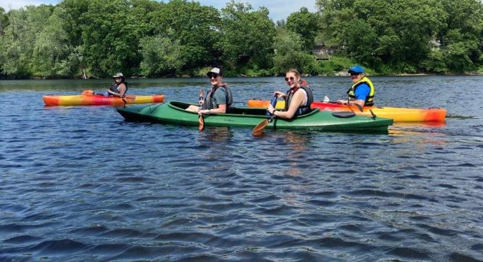 Paddlers on the Merrimack River