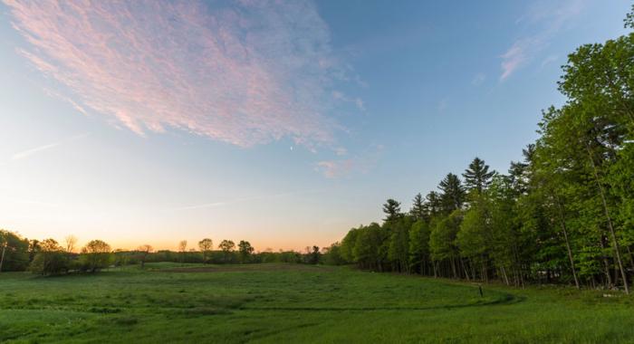 Fields at sunset at Emery Farm in Durham, New Hampshire