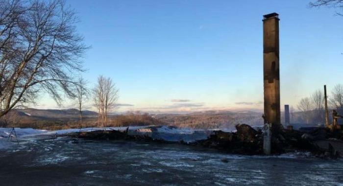 The charred remnants are pictured after the fire at The Rocks was put out. 