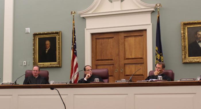 Members of the New Hampshire Supreme Court include, from left, Associate Justice Anna Barbara Hantz Marconi, Senior Associate Justice Gary Hicks, Chief Justice Robert Lynn, Associate Justice James P. Bassett, and Associate Justice Patrick E. Donovan at th