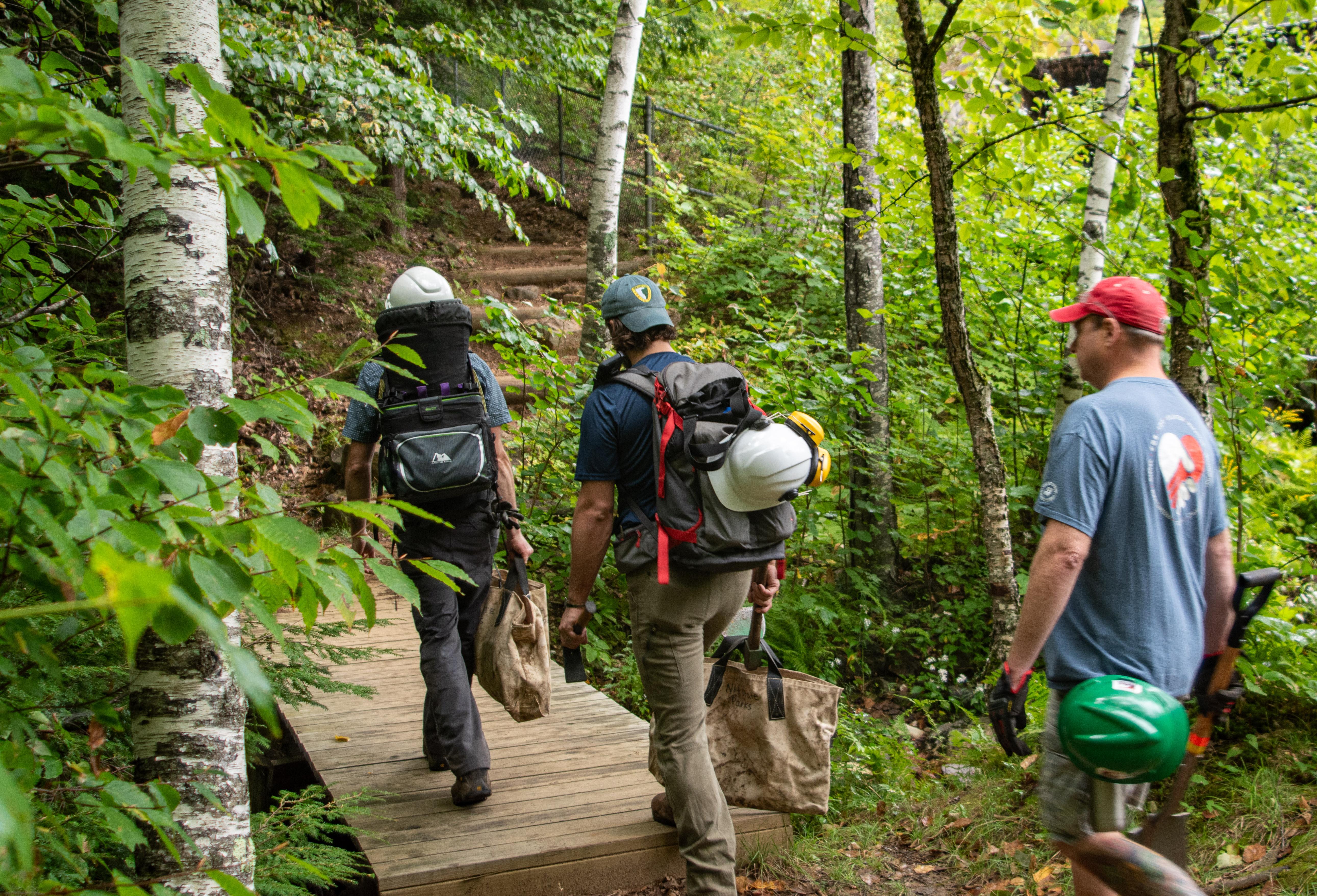 Volunteers head up the trail during Monadnock Trails Week.