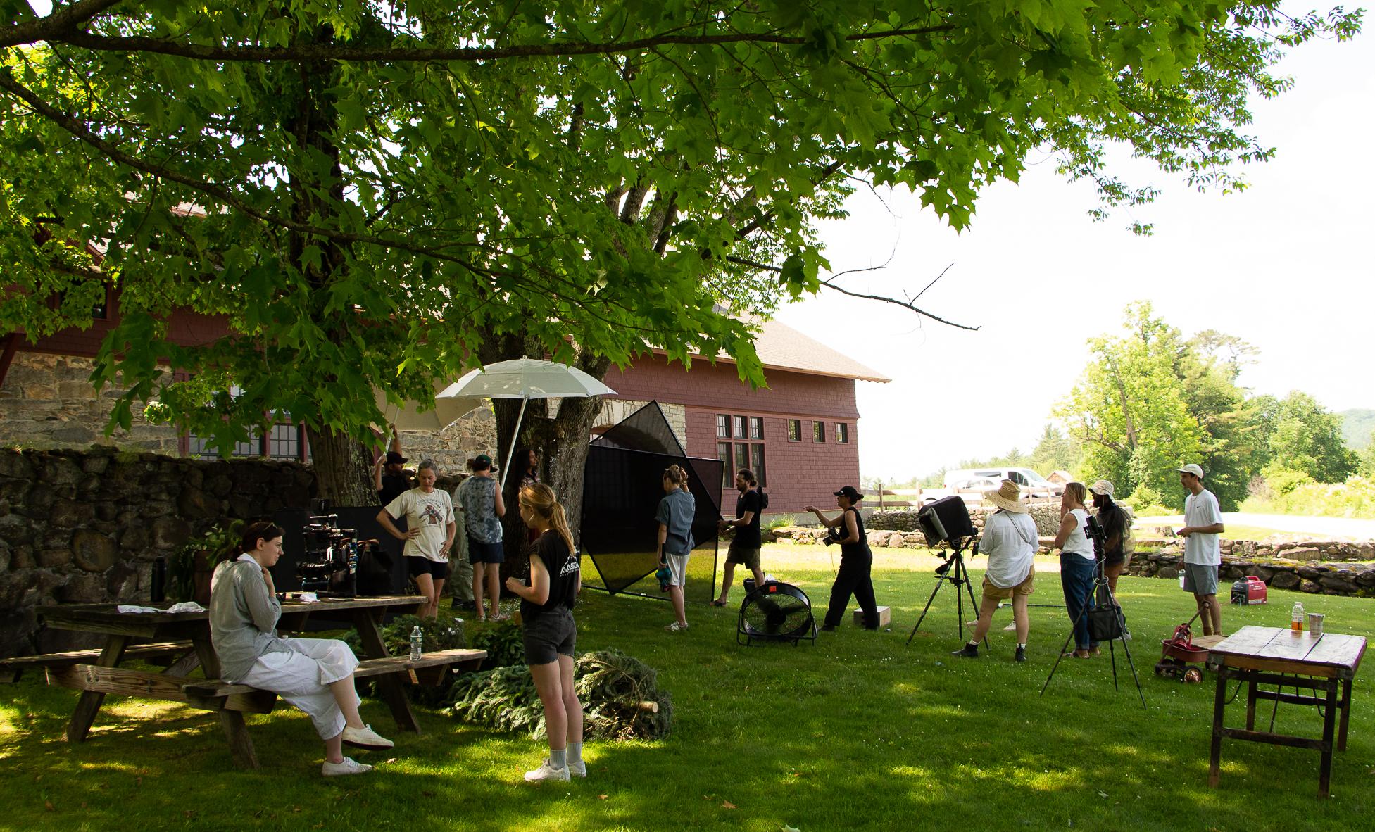 Photographers and staff from Garnet Hill get the shoot ready.