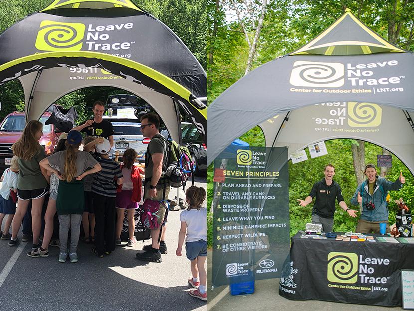 Nick Whites and Cameron Larnerd at the Leave No Trace booth at Mount Major