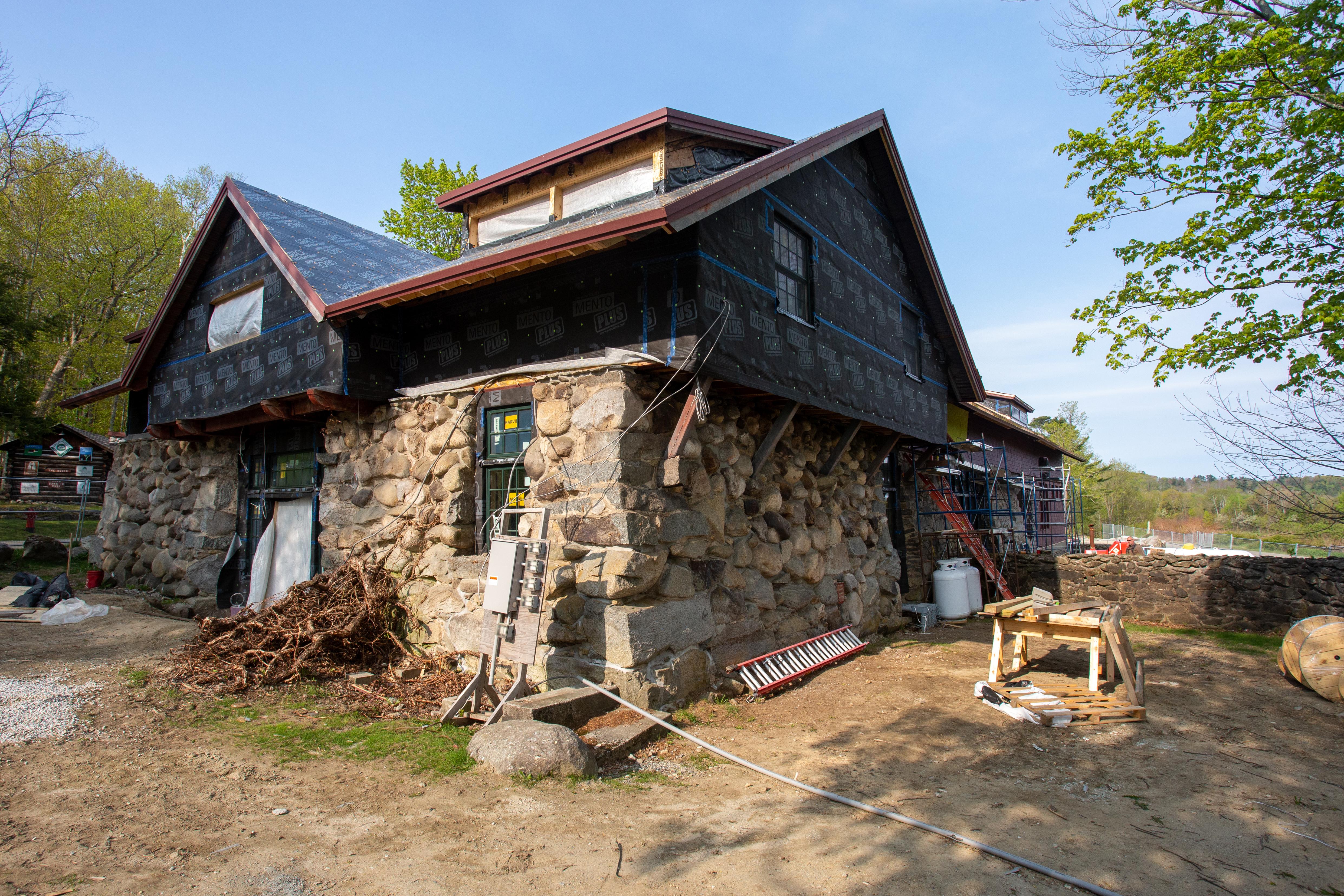 Construction on the exterior of the Carriage Barn.