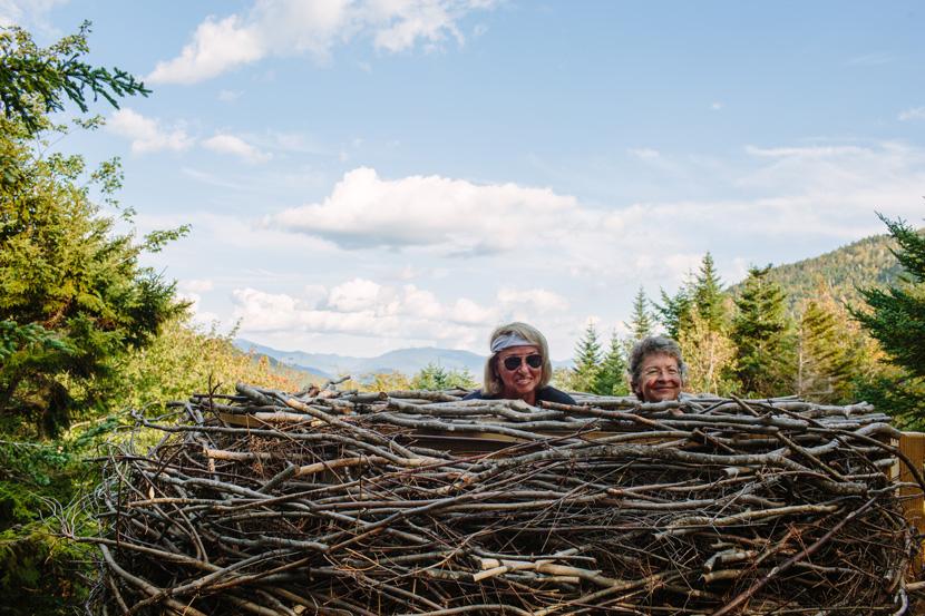 The bird's nest at Lost River Gorge offers views of the White Mountains in North Woodstock, NH