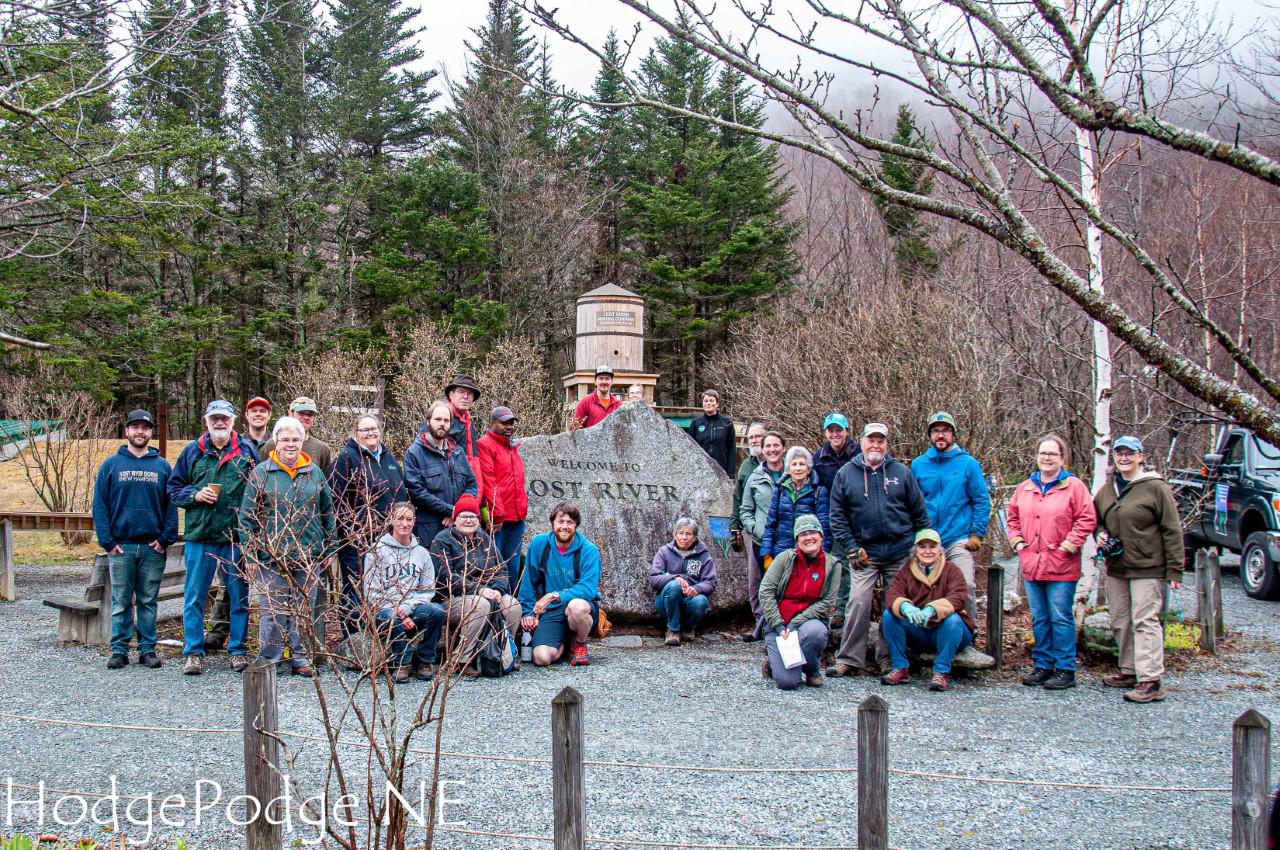 Volunteers and staff pose after a cleanup at Lost River.