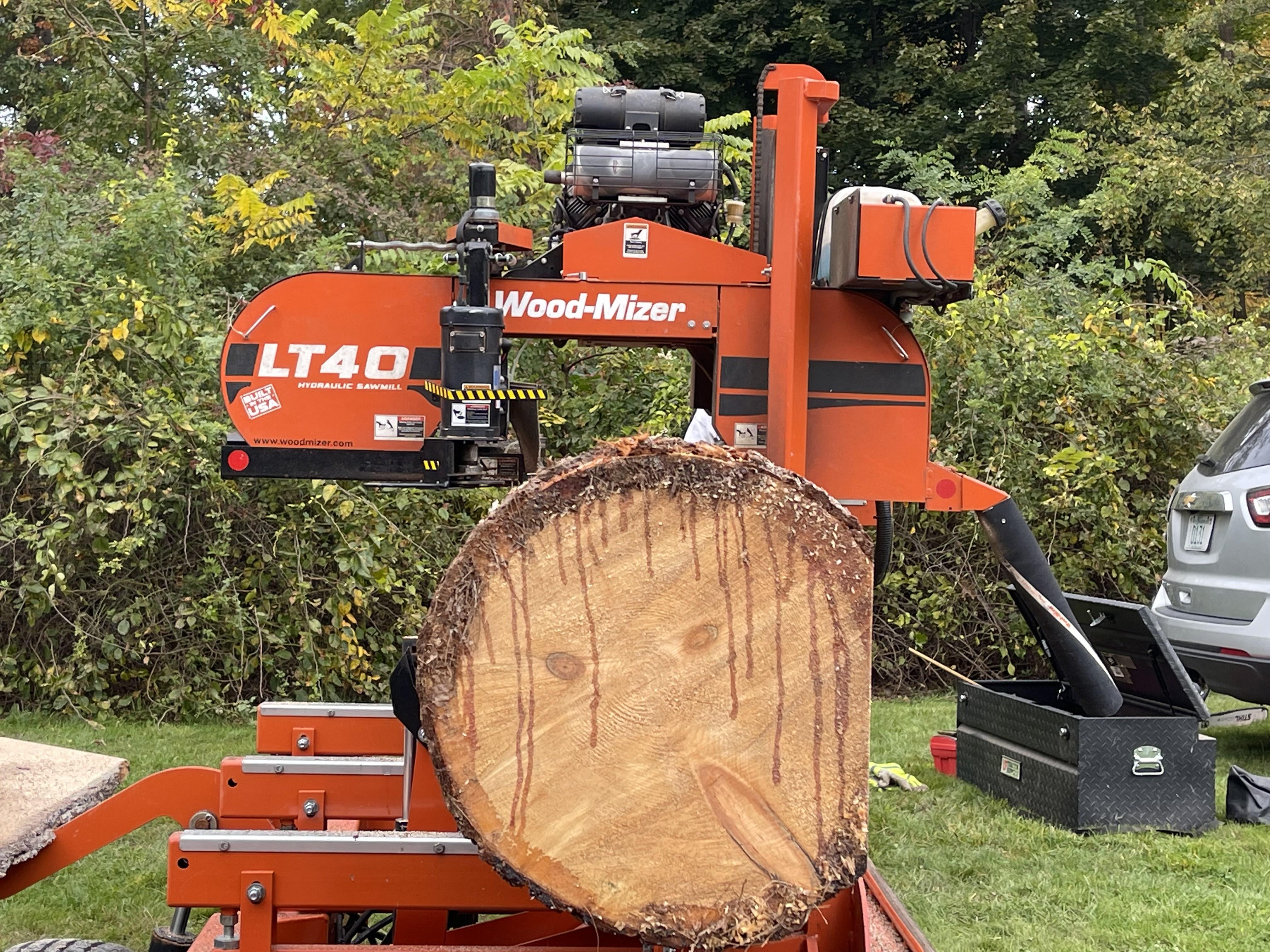 The portable mill in action.