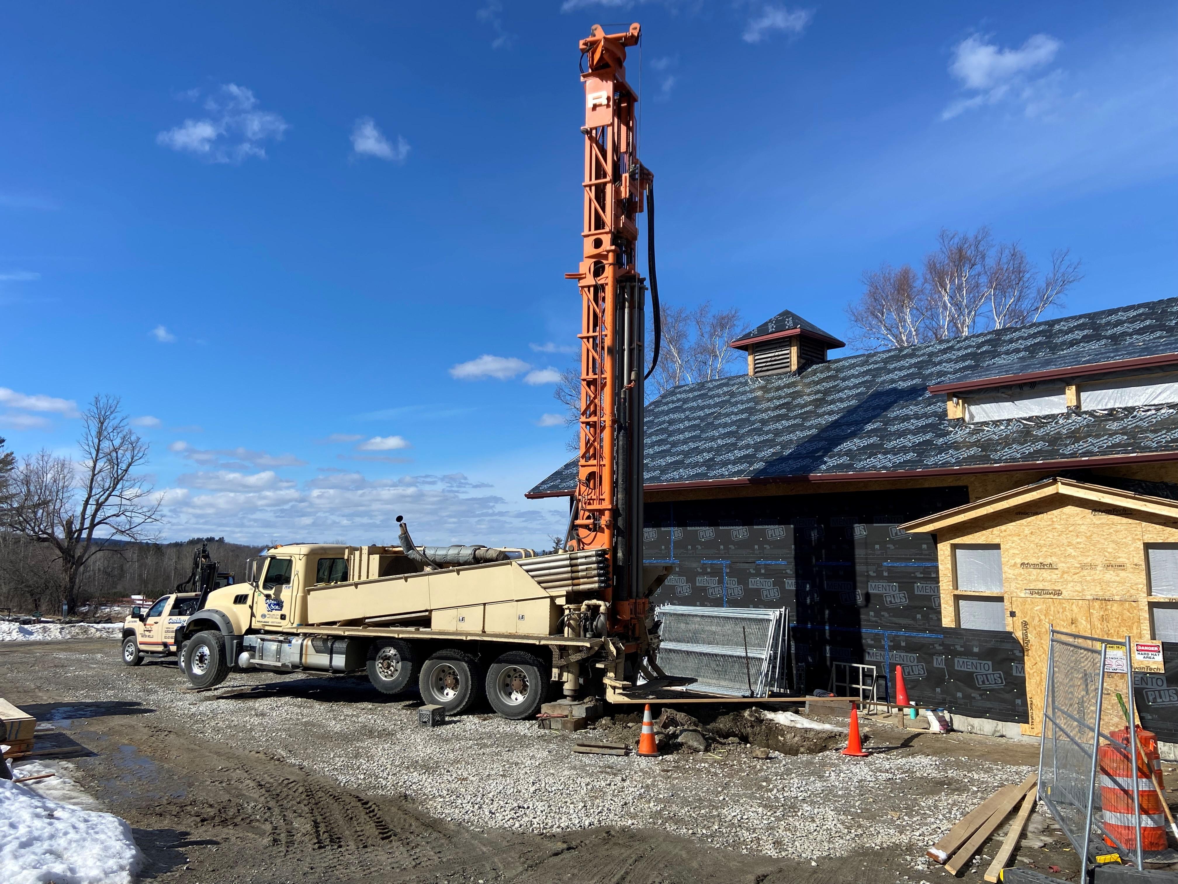 Wells being drilled to create the geothermal system at The Rocks.