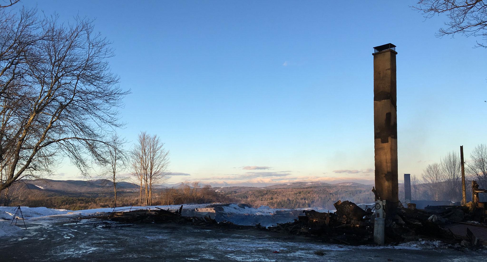 The historic Tool Building at the Rocks in Bethehem New Hampshire destroyed by fire.