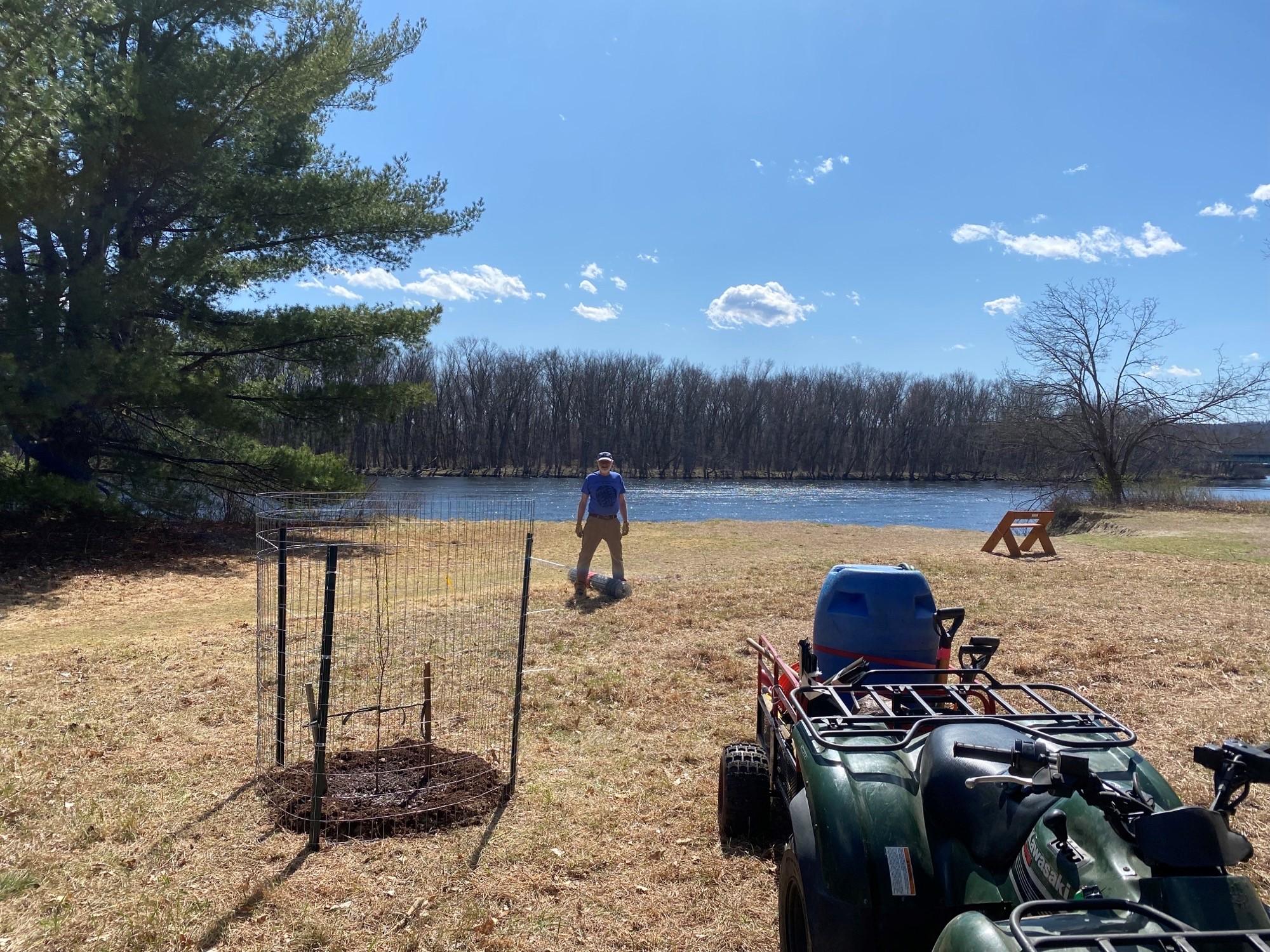 Completed planting, Volunteer Dave Heuss at Merrimack River Floodplain