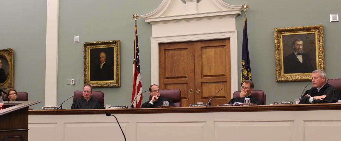 Members of the New Hampshire Supreme Court include, from left, Associate Justice Anna Barbara Hantz Marconi, Senior Associate Justice Gary Hicks, Chief Justice Robert Lynn, Associate Justice James P. Bassett, and Associate Justice Patrick E. Donovan at th