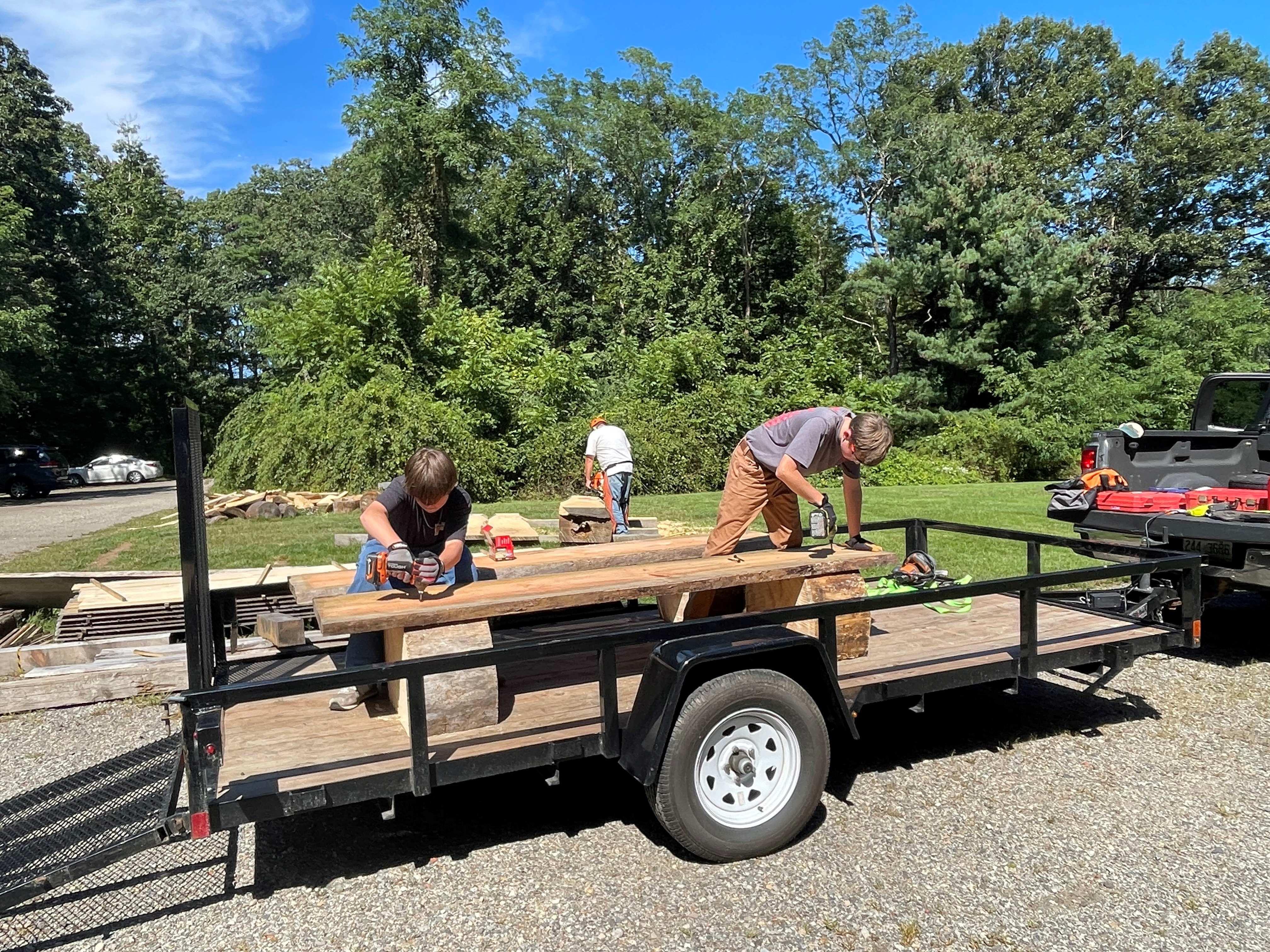 All ages and stages got in on the bench building!