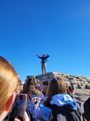 teacher in silhouette on Mr Phippens Hut