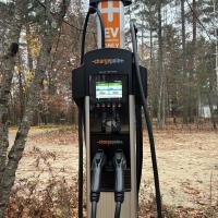 An EV charging station at the Conservation center.