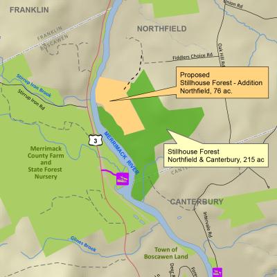 A map of the project area in Stillhouse Forest.