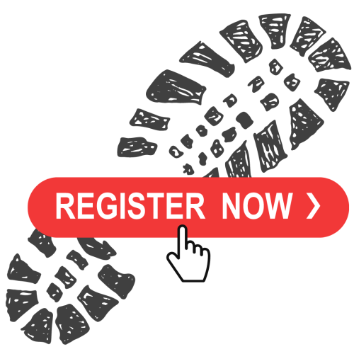 Register Now! over a hiking boot print