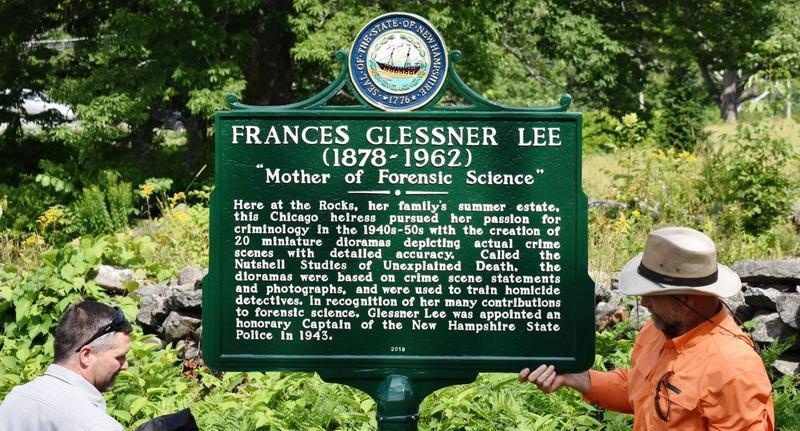Unveiling a NH Highway historical marker honoring the "mother of forensic science"