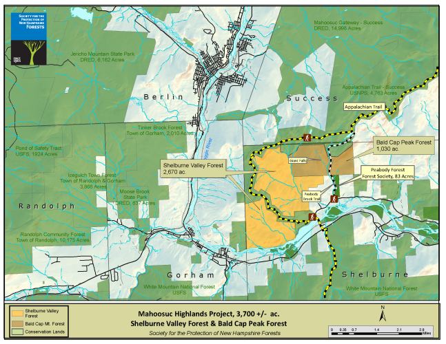 A map of the Mahoosuc Highlands project.