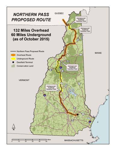 Northern Pass Proposed Route as of 2015