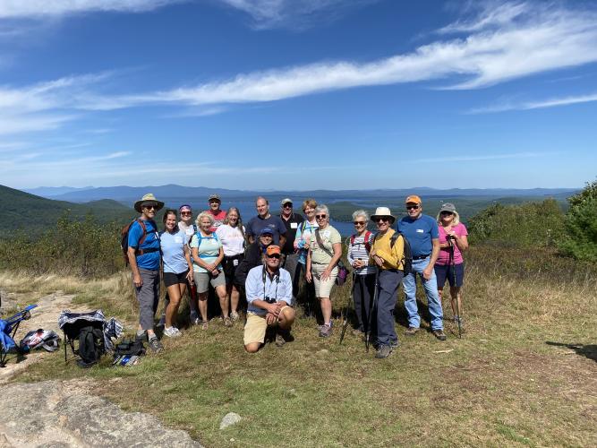 Hikers group photo at summit Morse Preserve 