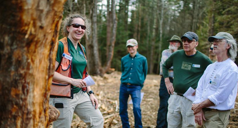 Managing forester Wendy Weisiger talking about sustainable forestry at a past field trip with land stewards.