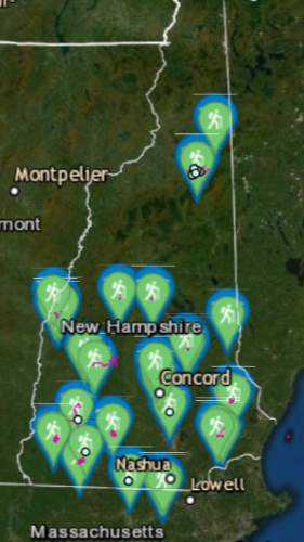 Green pins mark a digital map of easement lands.